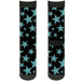 Sock Pair - Polyester - Stars Multi Stars Black Turquoise - CREW Socks Buckle-Down   