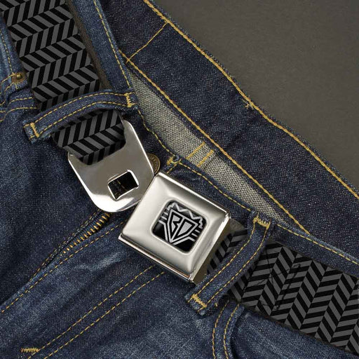 BD Wings Logo CLOSE-UP Full Color Black Silver Seatbelt Belt - Herringbone Black/Gray Webbing Seatbelt Belts Buckle-Down   