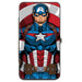 MARVEL AVENGERS Hinged Wallet - Captain America Standing Pose Shield + Shield CLOSEUP Pop Art Hinged Wallets Marvel Comics   