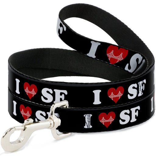 Dog Leash - I "HEART BRIDGE" SF Black/White/Red Dog Leashes Buckle-Down   