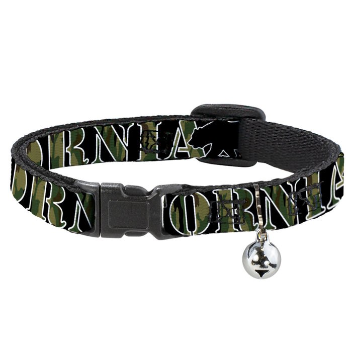 Cat Collar Breakaway - CALIFORNIA Bear Silhouette Black Camo Olive Breakaway Cat Collars Buckle-Down   