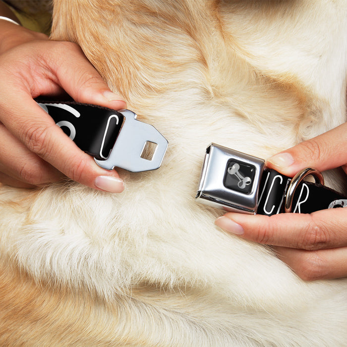 Dog Bone Seatbelt Buckle Collar - Zodiac CANCER/Symbol Black/White Seatbelt Buckle Collars Buckle-Down   