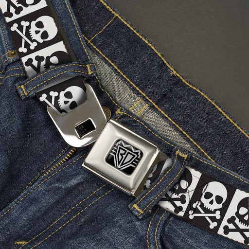 BD Wings Logo CLOSE-UP Full Color Black Silver Seatbelt Belt - Skull & Cross Bones Blocks Black/White White/Black Webbing Seatbelt Belts Buckle-Down   