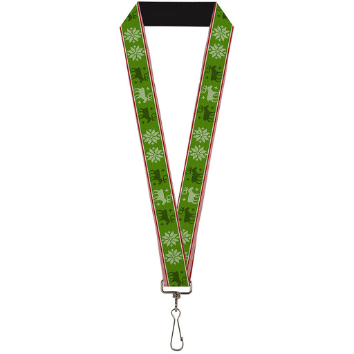Lanyard - 1.0" - Christmas Stitch Moose Snowflakes Red Green Lanyards Buckle-Down   