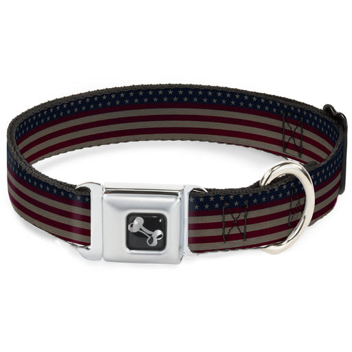 Dog Bone Seatbelt Buckle Collar - United States Flag Stars & Stripes Distressed Seatbelt Buckle Collars Buckle-Down   
