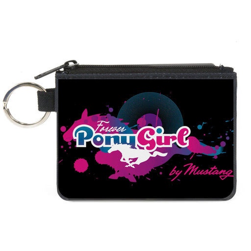 Canvas Zipper Wallet - MINI X-SMALL - FOREVER PONY GIRL Mustang Silhouette Black Blues Pinks Canvas Zipper Wallets Ford   