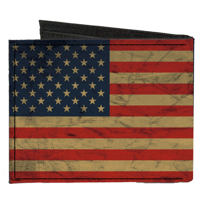 Canvas Bi-Fold Wallet - American Flag Weathered Canvas Bi-Fold Wallets Buckle-Down   