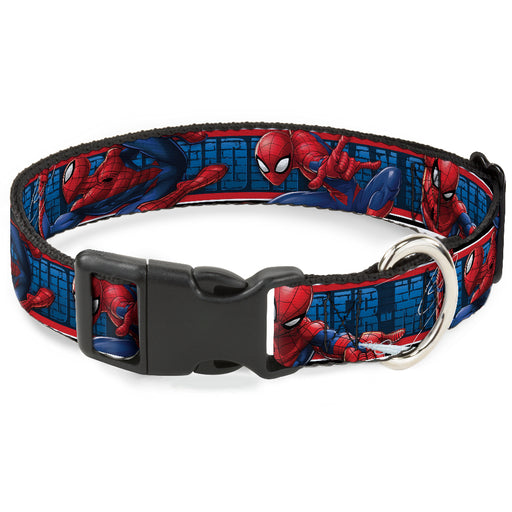 Plastic Clip Collar - SPIDER-MAN 3-Action Poses/Bricks/Stripe Blues/Red/White Plastic Clip Collars Marvel Comics   