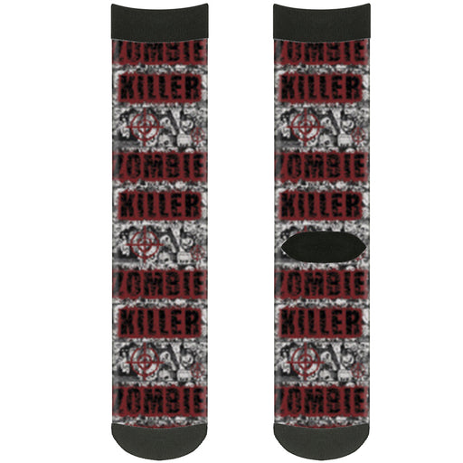 Sock Pair - Polyester - ZOMBIE KILLER w Stacked Zombies Sketch - CREW Socks Buckle-Down   