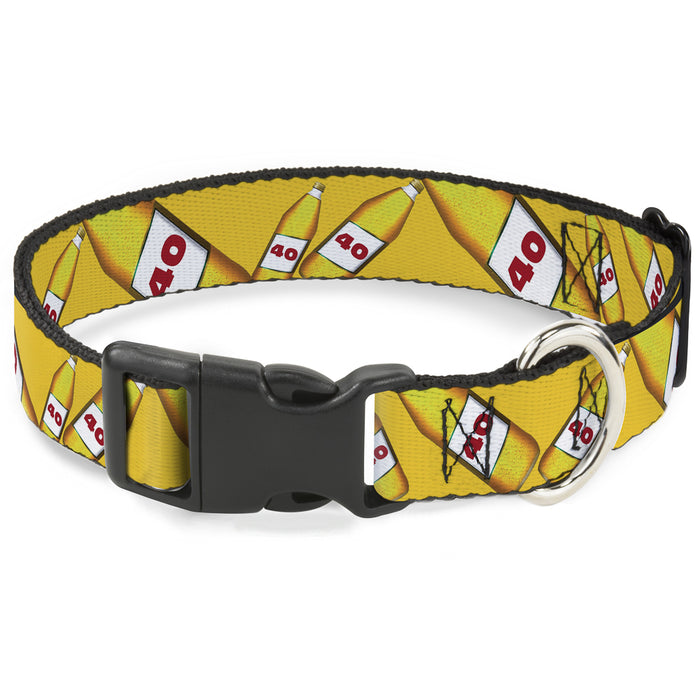 Buckle-Down Plastic Buckle Dog Collar - 40 Oz. Beer Bottles Yellow Plastic Clip Collars Buckle-Down   