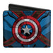 MARVEL AVENGERS Bi-Fold Wallet - Captain America Chest Star + Back Shield Blues Bi-Fold Wallets Marvel Comics   