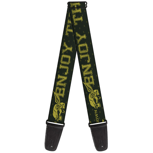 Guitar Strap - BD Winged Skull ENJOY THE RIDE Olive Lime Green Guitar Straps Buckle-Down   