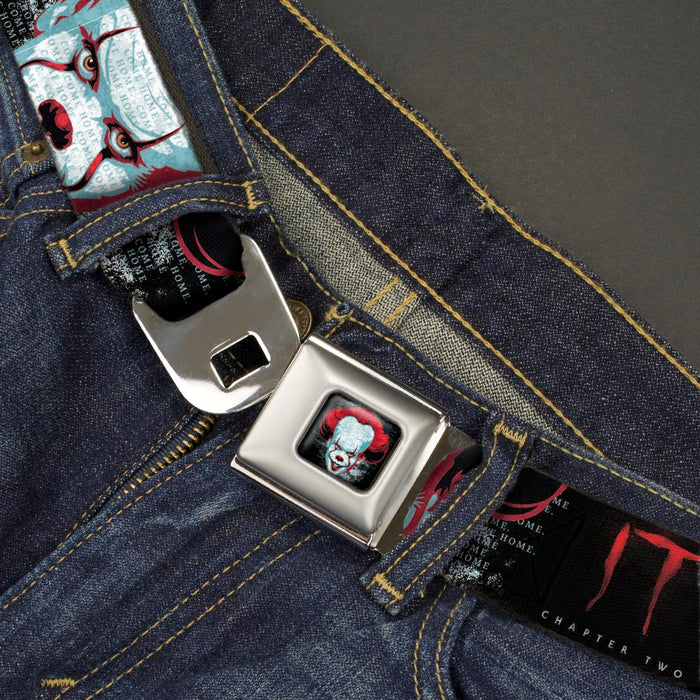 It Chapter Two Pennywise Face Full Color Black/Reds/Blues Seatbelt Belt - IT CHAPTER TWO Pennywise Face CLOSE-UP Black/Red/Blues Webbing Seatbelt Belts Warner Bros. Horror Movies   