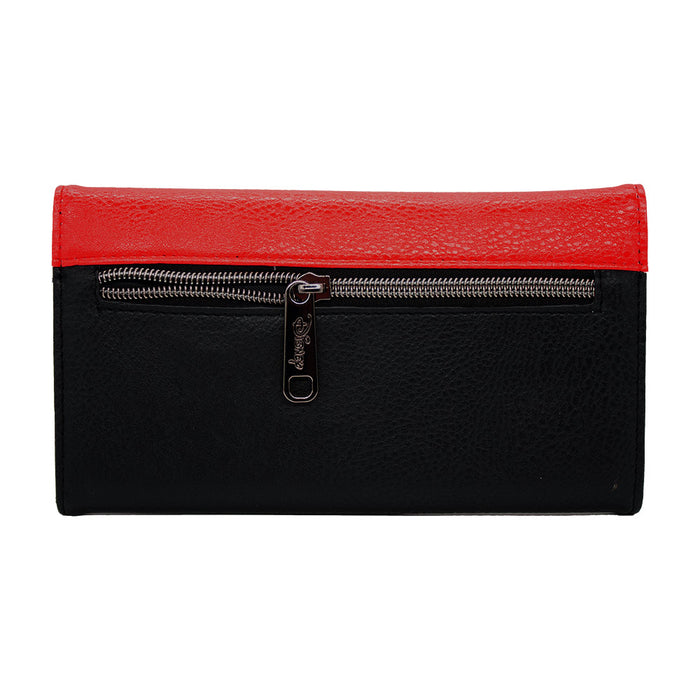 Women's Envelope Fold Over Wallet PU - Mickey Mouse Short Buttons Red Clutch Snap Closure Wallets Disney   