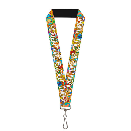 Lanyard - 1.0" - ADVENTURE IS OUT THERE Stacked Wilderness Explorer Badges Tan Multi Color White Lanyards Disney   