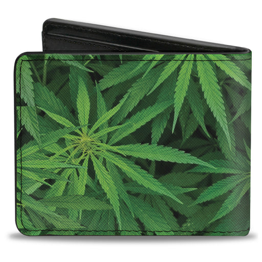 Bi-Fold Wallet - Vivid Marijuana Leaves Stacked3 Greens Bi-Fold Wallets Buckle-Down   