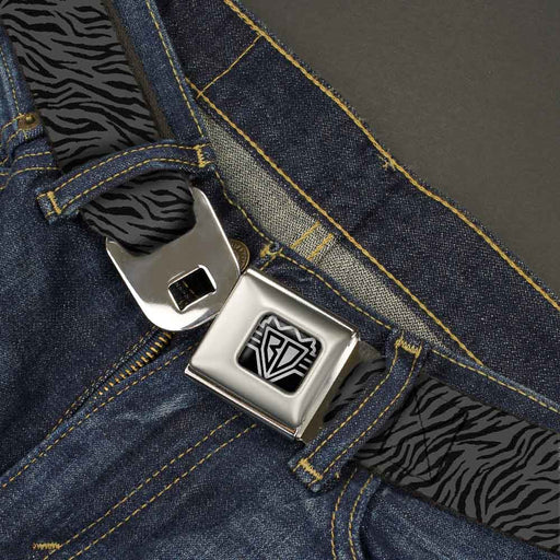 BD Wings Logo CLOSE-UP Full Color Black Silver Seatbelt Belt - Zebra 2 Black/Gray Webbing Seatbelt Belts Buckle-Down   