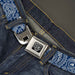 BD Wings Logo CLOSE-UP Full Color Black Silver Seatbelt Belt - Bandana/Skulls Royal/White Webbing Seatbelt Belts Buckle-Down   