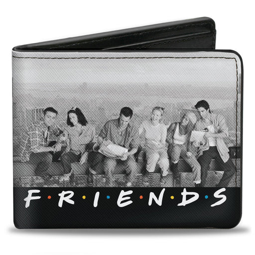 Bi-Fold Wallet - FRIENDS 6-Character Lunch on a Skyscraper Vivid Grays Black White Multi Color Bi-Fold Wallets Friends   
