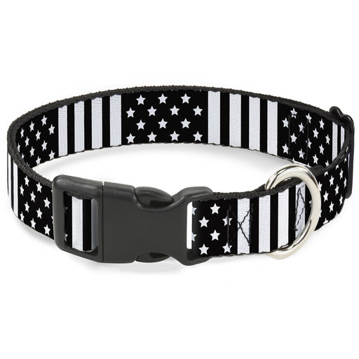Plastic Clip Collar - American Flag CLOSE-UP Black/White Plastic Clip Collars Buckle-Down   