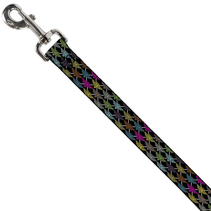 Dog Leash - BD Monogram Black/Multi Neon Dog Leashes Buckle-Down   