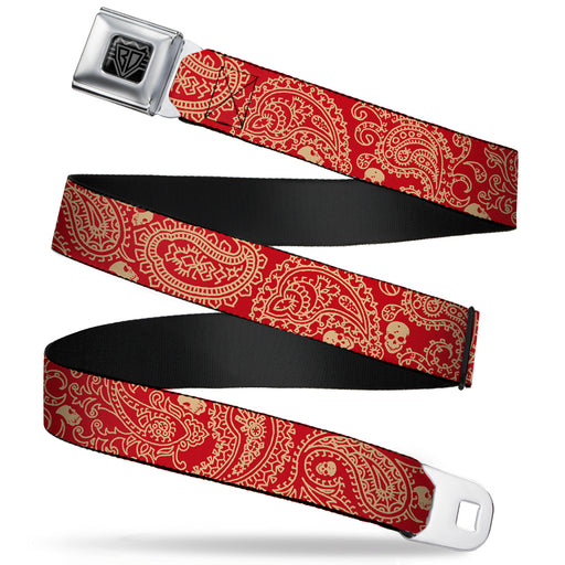 BD Wings Logo CLOSE-UP Full Color Black Silver Seatbelt Belt - Bandana/Skulls Scarlet Red/Gold Webbing Seatbelt Belts Buckle-Down   