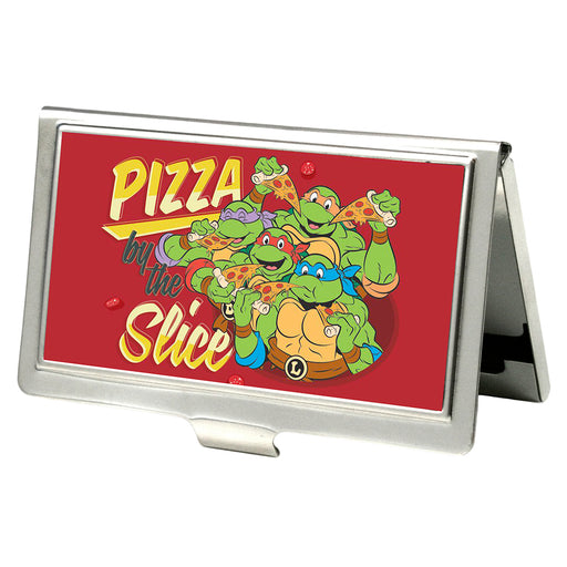 Business Card Holder - SMALL - Classic TMNT Turtles Pose16 PIZZA BY THE SLICE FCG Reds Yellows Business Card Holders Nickelodeon   
