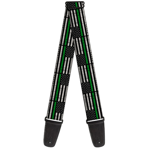 Guitar Strap - Thin Green Line Flag Weathered Black Gray Green Guitar Straps Buckle-Down   