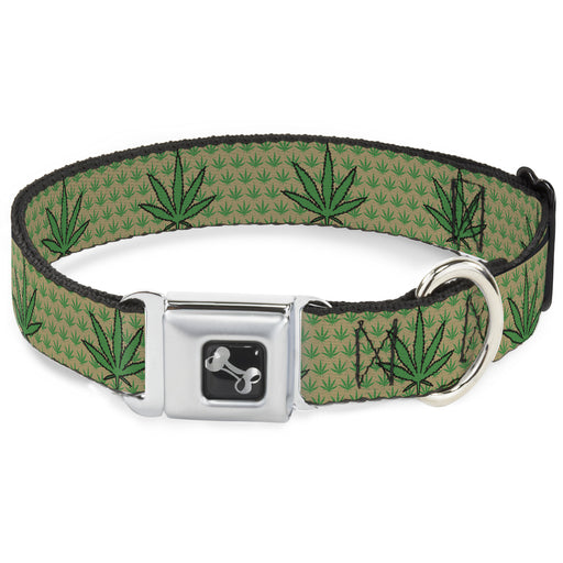 Buckle-Down Seatbelt Buckle Dog Collar - Marijuana Garden Tan/Green Seatbelt Buckle Collars Buckle-Down   