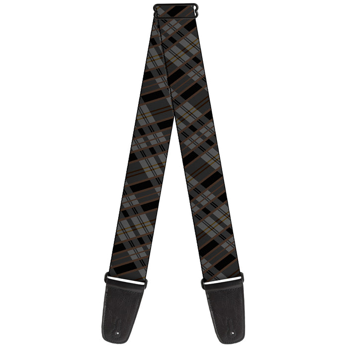 Guitar Strap - Plaid Gray Black Brown Guitar Straps Buckle-Down   