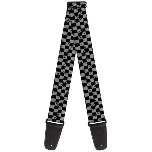 Guitar Strap - Checker Weathered Black Gray Guitar Straps Buckle-Down   