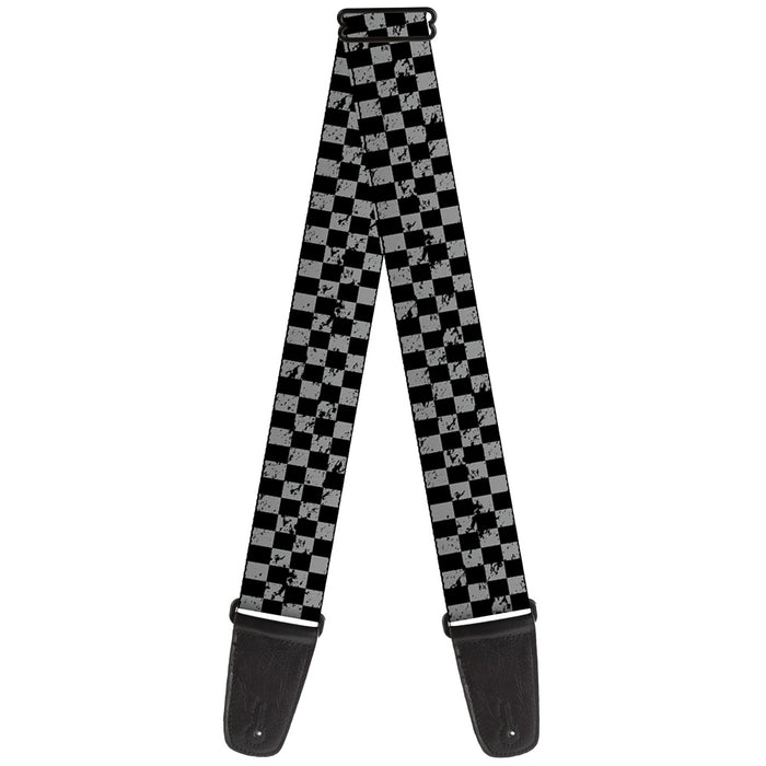 Guitar Strap - Checker Weathered Black Gray Guitar Straps Buckle-Down   