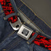 BD Wings Logo CLOSE-UP Full Color Black Silver Seatbelt Belt - Splatter Black/Red Webbing Seatbelt Belts Buckle-Down   