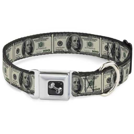 Dog Bone Seatbelt Buckle Collar - 100 Dollar Bills Seatbelt Buckle Collars Buckle-Down   