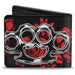 Bi-Fold Wallet - Brass Knuckles Skulls Roses Black Red White Bi-Fold Wallets Buckle-Down   