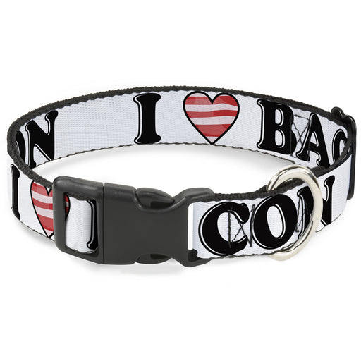 Plastic Clip Collar - I "Heart" BACON White/Black/Bacon Plastic Clip Collars Buckle-Down   