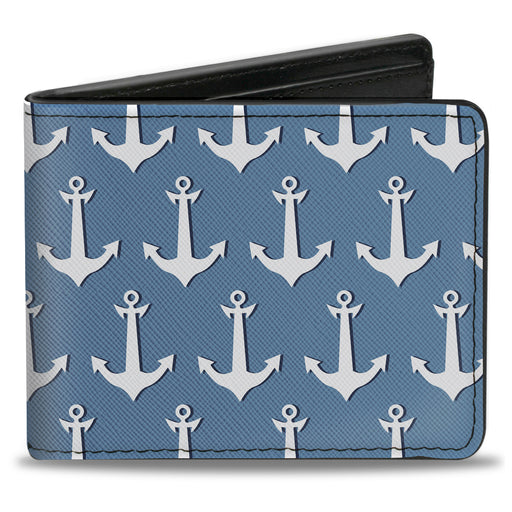 Bi-Fold Wallet - Anchor2 Monogram Baby Blue Navy White Bi-Fold Wallets Buckle-Down   