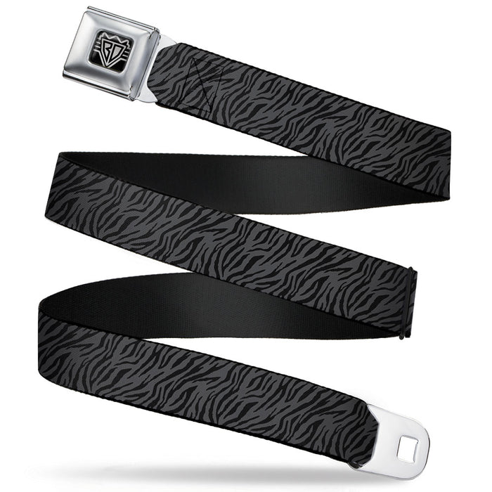 BD Wings Logo CLOSE-UP Full Color Black Silver Seatbelt Belt - Zebra 2 Black/Gray Webbing Seatbelt Belts Buckle-Down   
