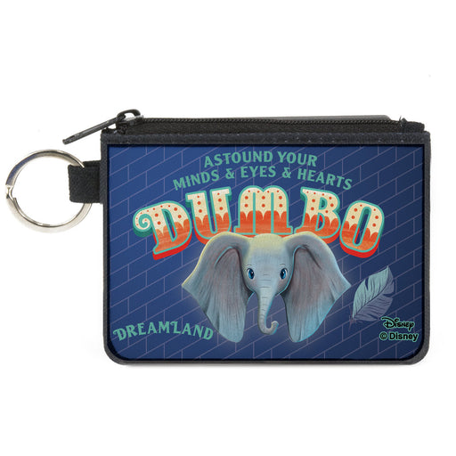 Canvas Zipper Wallet - MINI X-SMALL - Dumbo Face Feather ASTOUND YOUR MIND & EYES & HEARTS Circus Sign Blues Canvas Zipper Wallets Disney   