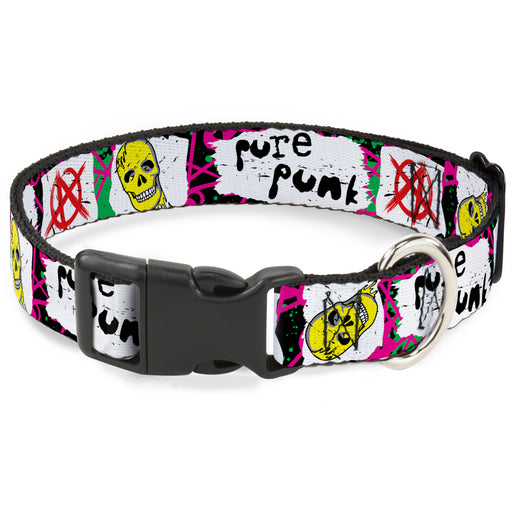 Plastic Clip Collar - Pure Punk w/Safety Pins Black/Fuchsia/White Plastic Clip Collars Buckle-Down   