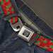 BD Wings Logo CLOSE-UP Full Color Black Silver Seatbelt Belt - Cherries2 Scattered Red Webbing Seatbelt Belts Buckle-Down   
