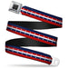 BD Wings Logo CLOSE-UP Full Color Black Silver Seatbelt Belt - Americana Stripe w/Stars Blue/Red/White Webbing Seatbelt Belts Buckle-Down   