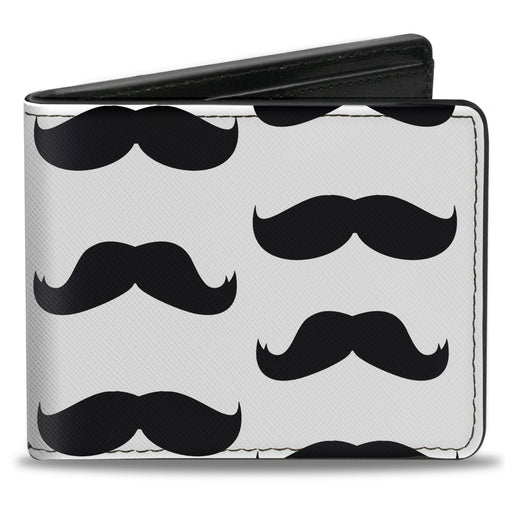 Bi-Fold Wallet - Mustaches White Black Bi-Fold Wallets Buckle-Down   