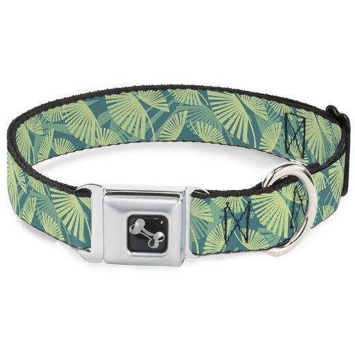 Dog Bone Seatbelt Buckle Collar - Palm Leaves Stacked Pastel Greens Seatbelt Buckle Collars Buckle-Down   