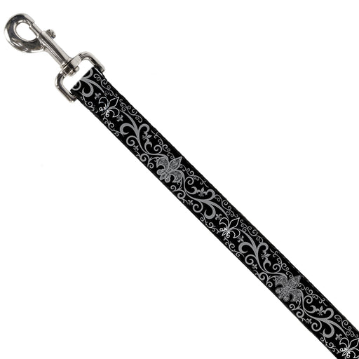 Dog Leash - Fleur-de-Lis w/Filigree Black/Gray Dog Leashes Buckle-Down   