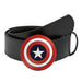 Captain America Shield Enamel Cast Buckle - Black PU Strap Belt Cast Buckle Belts Marvel Comics   