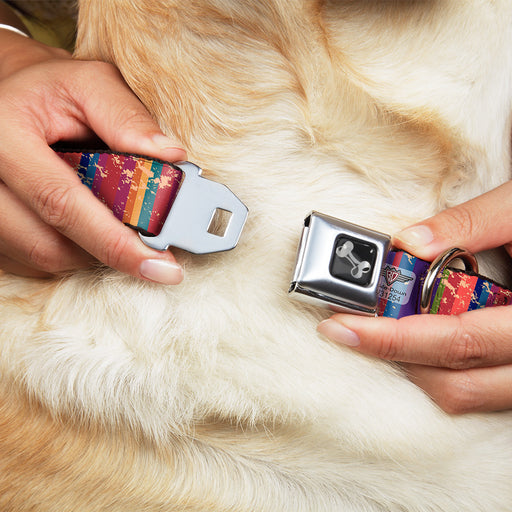 Dog Bone Seatbelt Buckle Collar - Lines Weathered Reds/Purples Seatbelt Buckle Collars Buckle-Down   