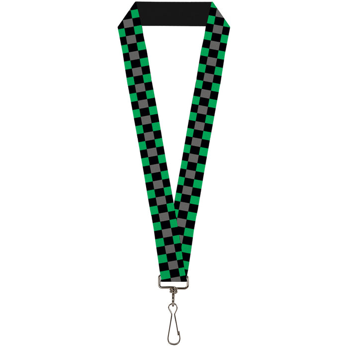 Lanyard - 1.0" - Checker Black Gray 2 Green Lanyards Buckle-Down   