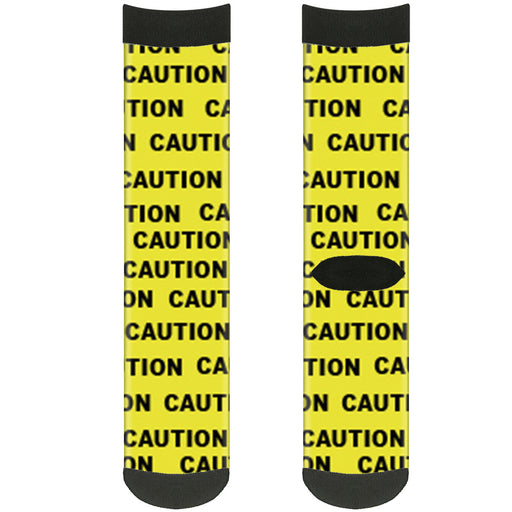 Sock Pair - Polyester - CAUTION Yellow Black - CREW Socks Buckle-Down   