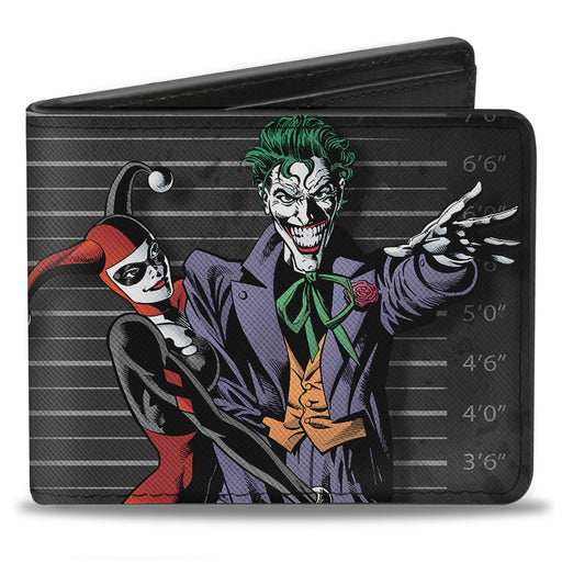 Bi-Fold Wallet - Harley Quinn Hugging Joker Pose Lineup Grays Bi-Fold Wallets DC Comics   